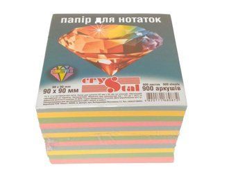 Блок папіру для нотаток 90*90 900л CRYSTAL РАДУГА НЕ клеєний в індивідуальній упаковці 27075 фото
